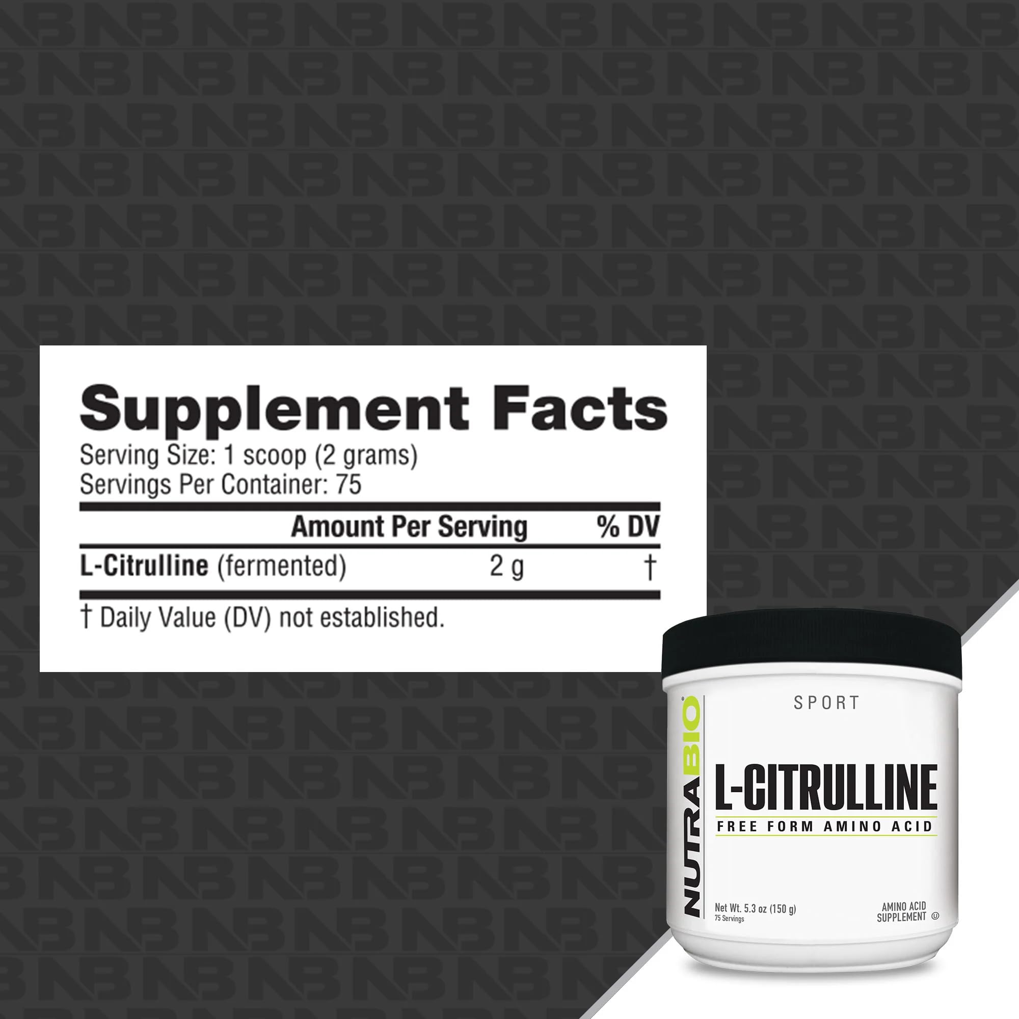 NutraBio textura del polvo de L-Citrulline en detalle, pureza visible
