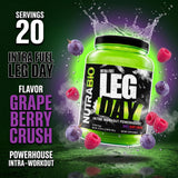 NutraBio LEG DAY etiqueta nutricional enfocada, información clara de ingredientes