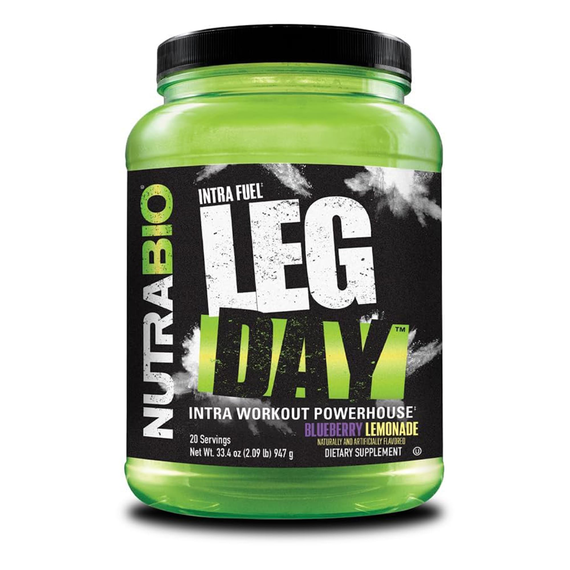 NutraBio envase frontal mostrando diseño y sabor Blueberry Lemonade, fácil identificación