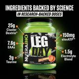 NutraBio etiqueta nutricional de Leg Day con información clara de porción y macros