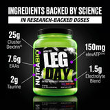 NutraBio LEG DAY mezclado en shaker, preparación fácil y sin grumos