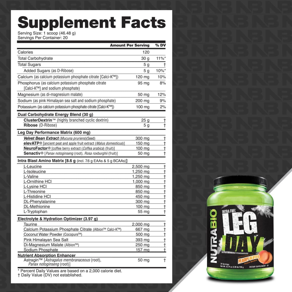 NutraBio polvo Leg Day textura fina en primer plano para fácil mezcla y solubilidad