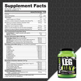 Polvo NutraBio Leg Day textura fina en cuchara, mezcla de absorción rápida y sostenida