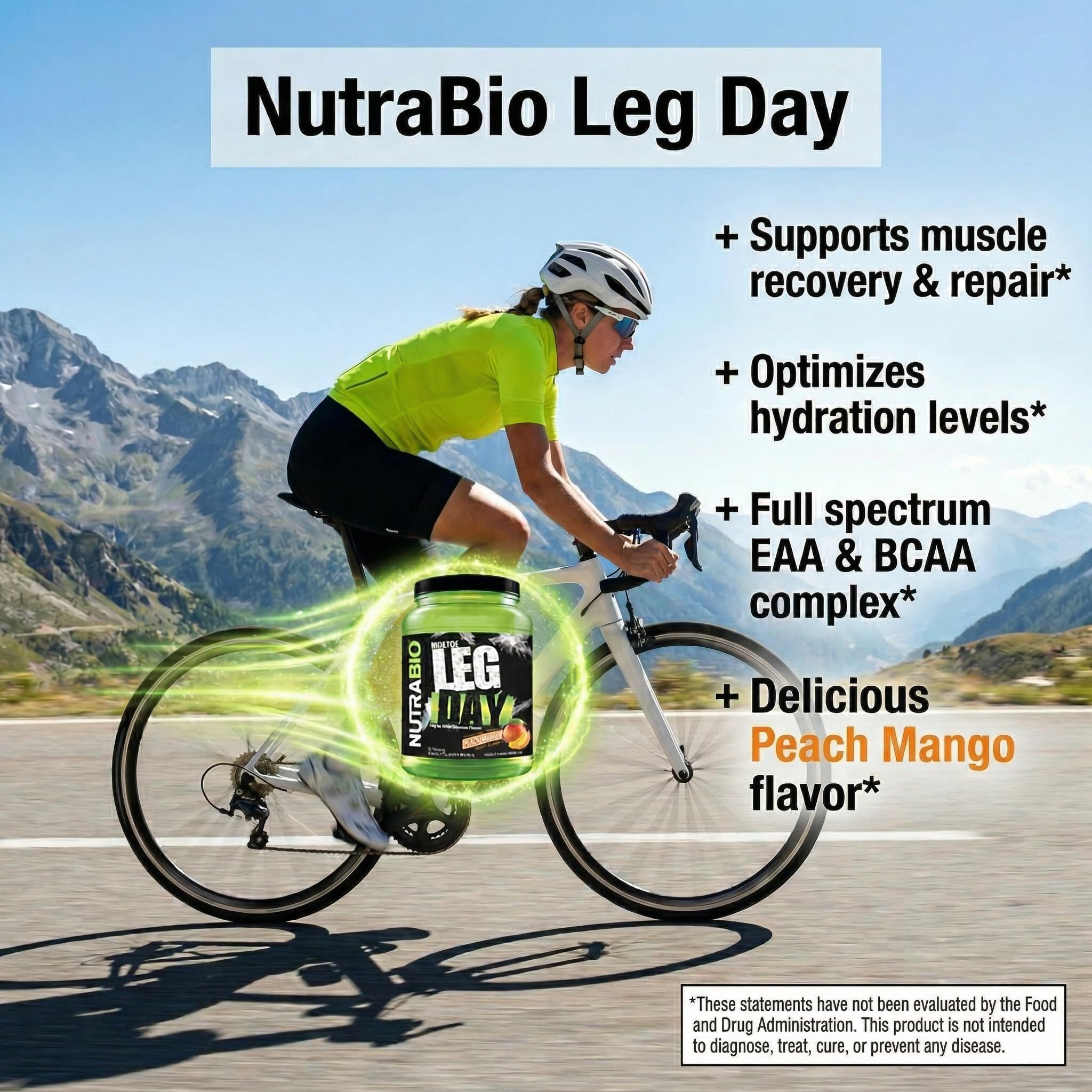 NutraBio cucharada medidora con porción de Leg Day para control preciso de dosificación