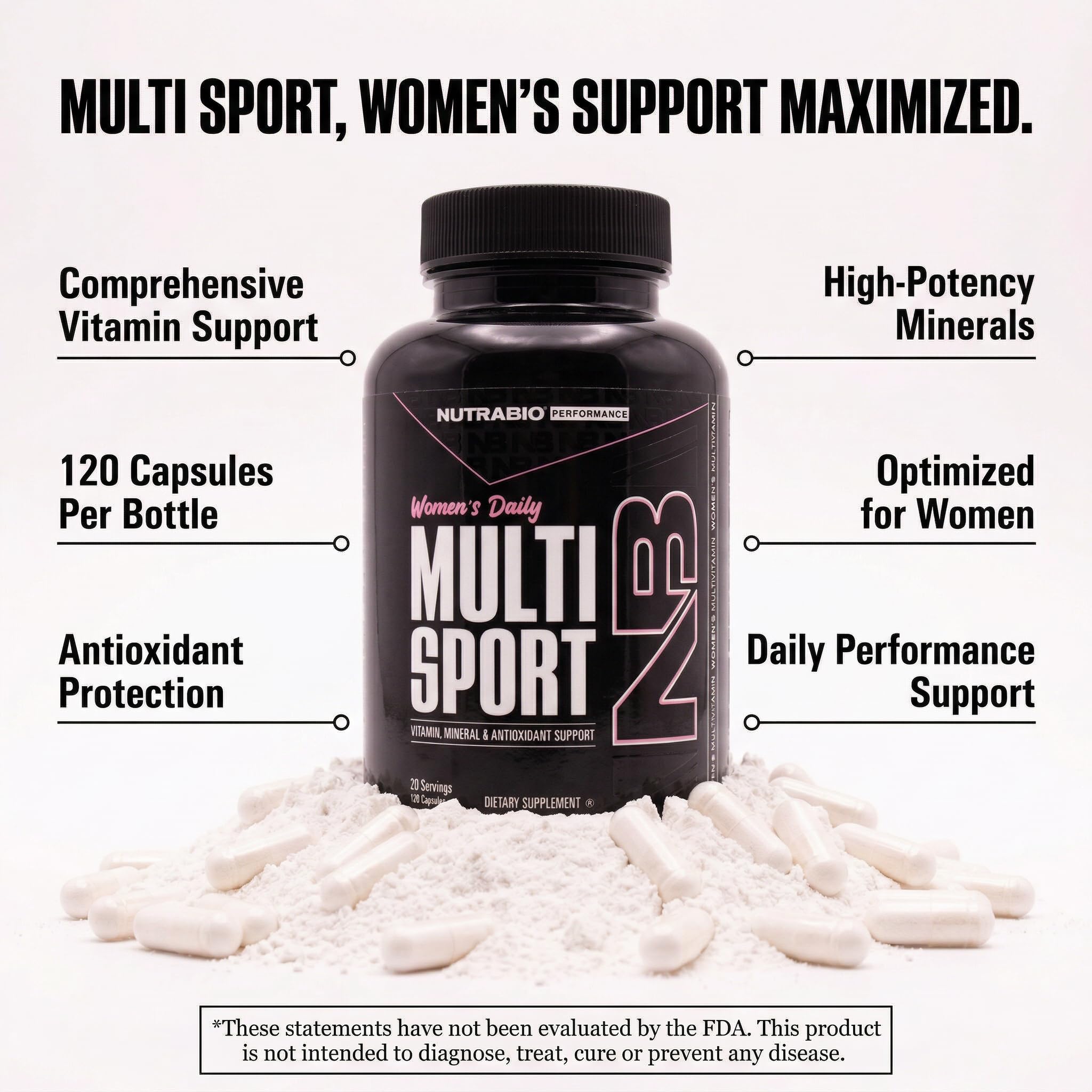 NutraBio etiqueta con detalle de vitaminas y minerales biodisponibles