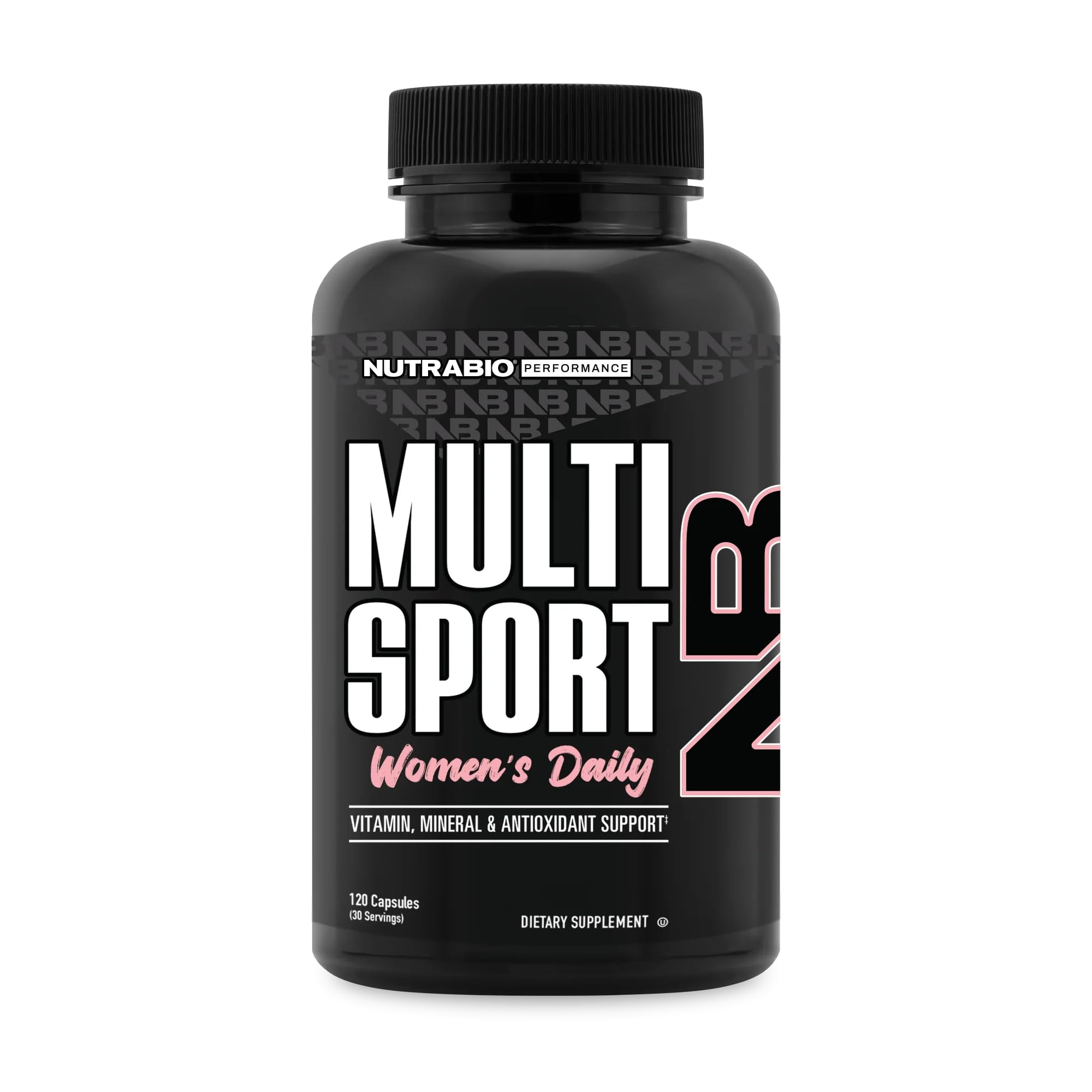 NutraBio frasco frontal mostrando diseño y beneficio de fórmula completa