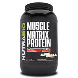 NutraBio envase frontal mostrando marca y beneficio de 25g proteína