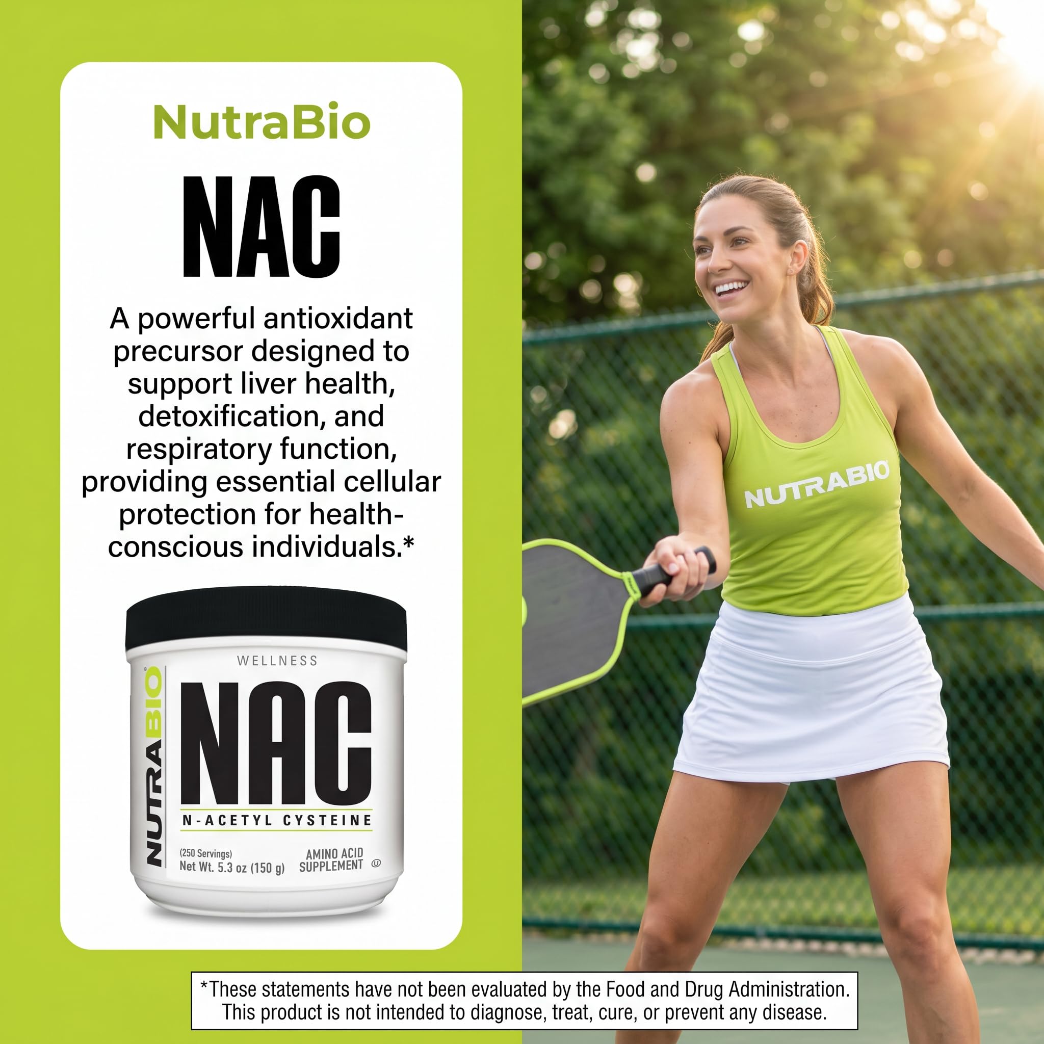 NutraBio NAC etiqueta nutricional detallada confirmando ingredientes
