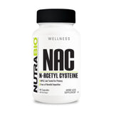 NutraBio envase frontal NAC 600 mg mostrando presentación y beneficios