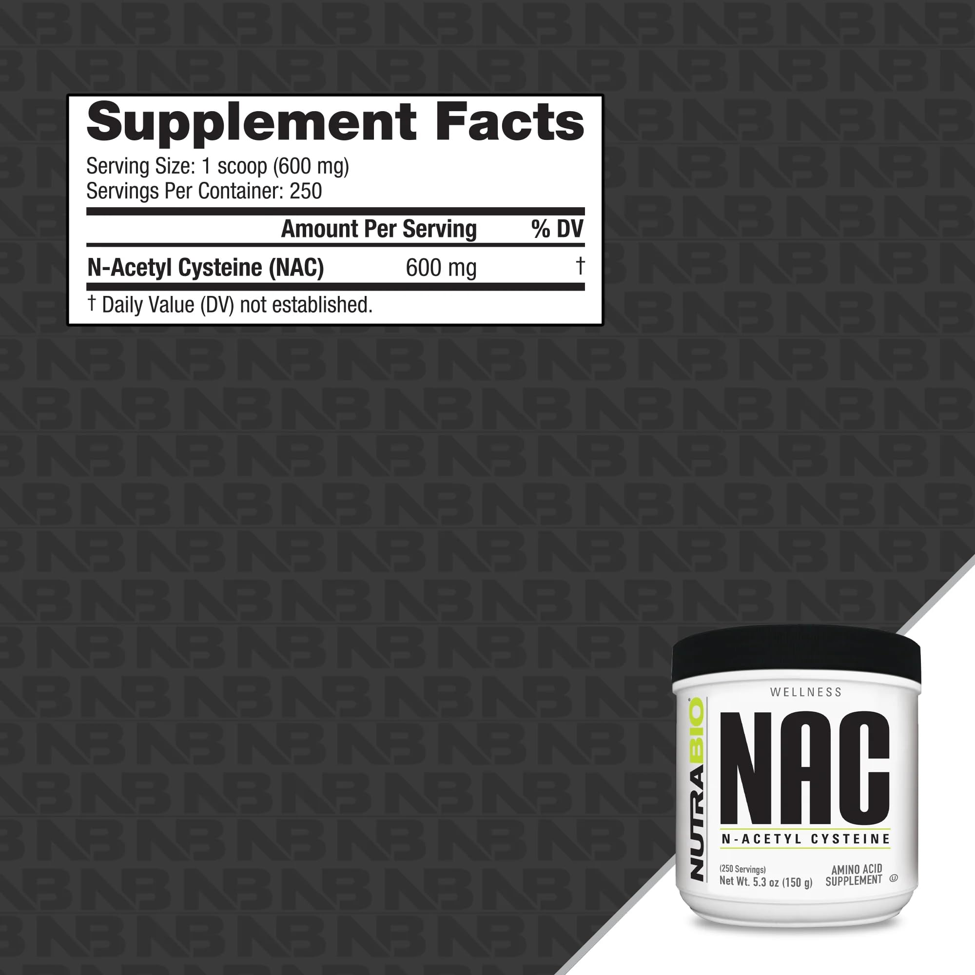 NutraBio NAC textura del polvo en primer plano para medir pureza