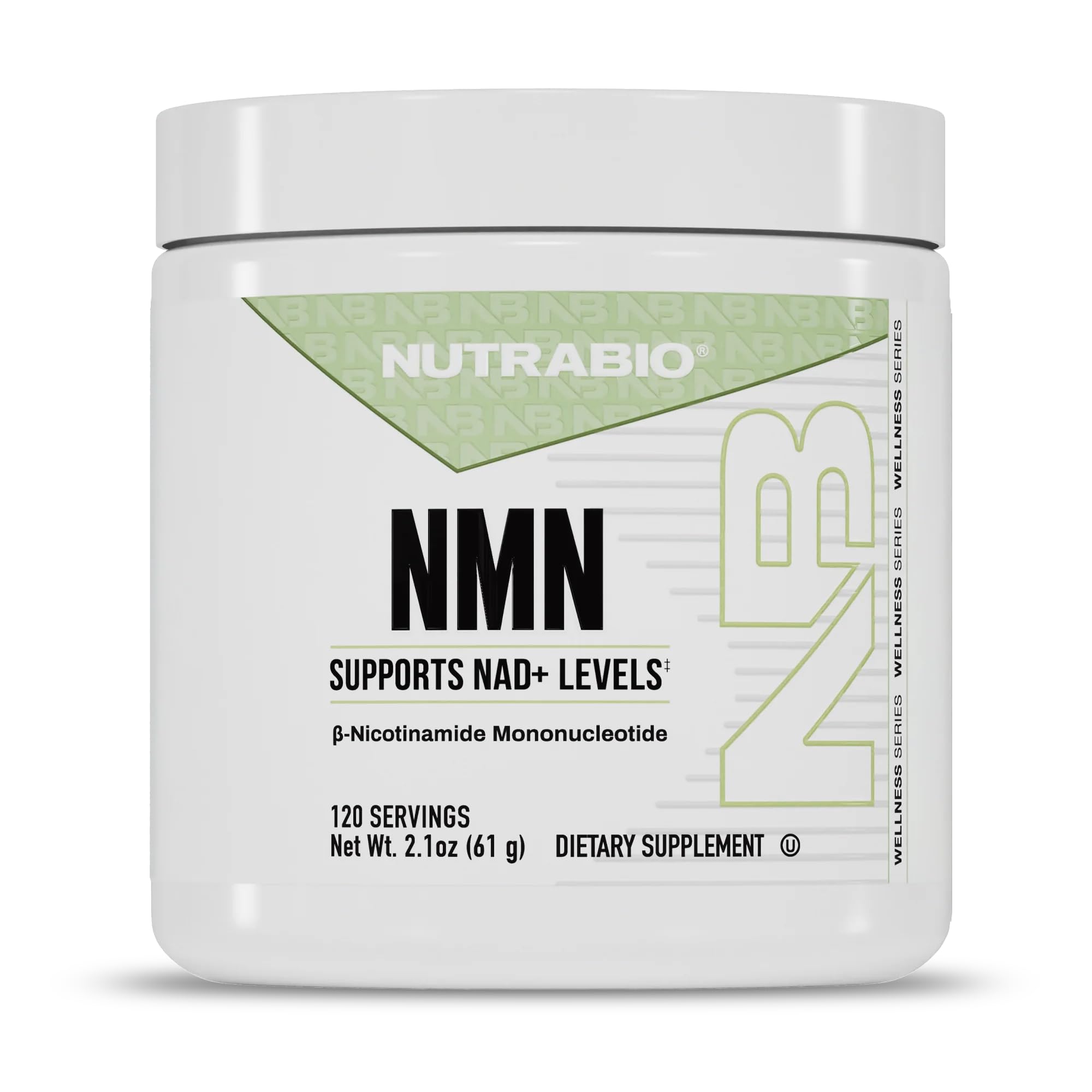 NutraBio botella frontal mostrando el envase y beneficios claros