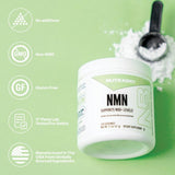 Tabla nutricional de NutraBio NMN con detalles de ingredientes