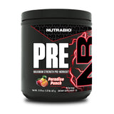 NutraBio bote frontal mostrando Paradise Punch y claridad de fórmula