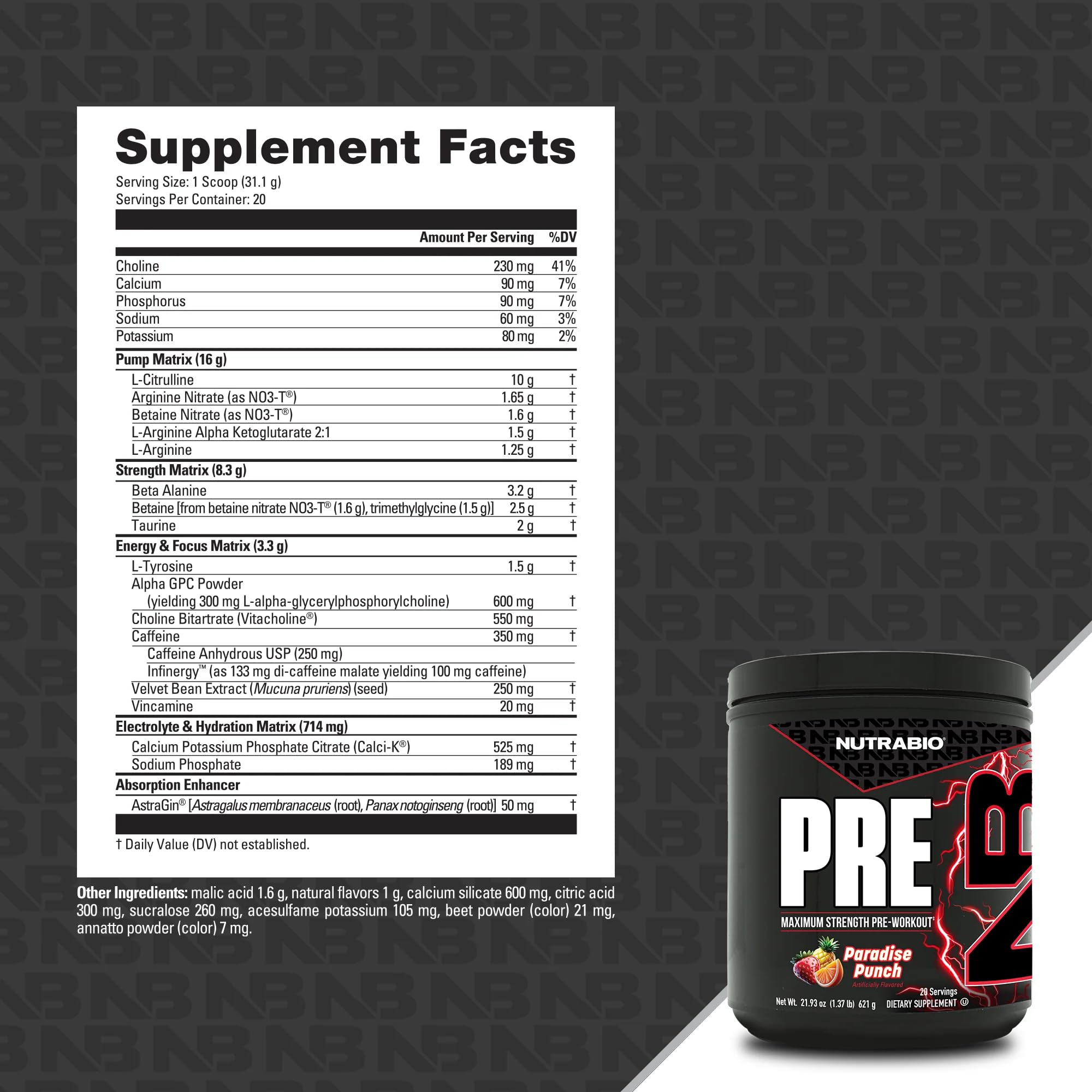 NutraBio etiqueta con lista completa de ingredientes y dosis claras
