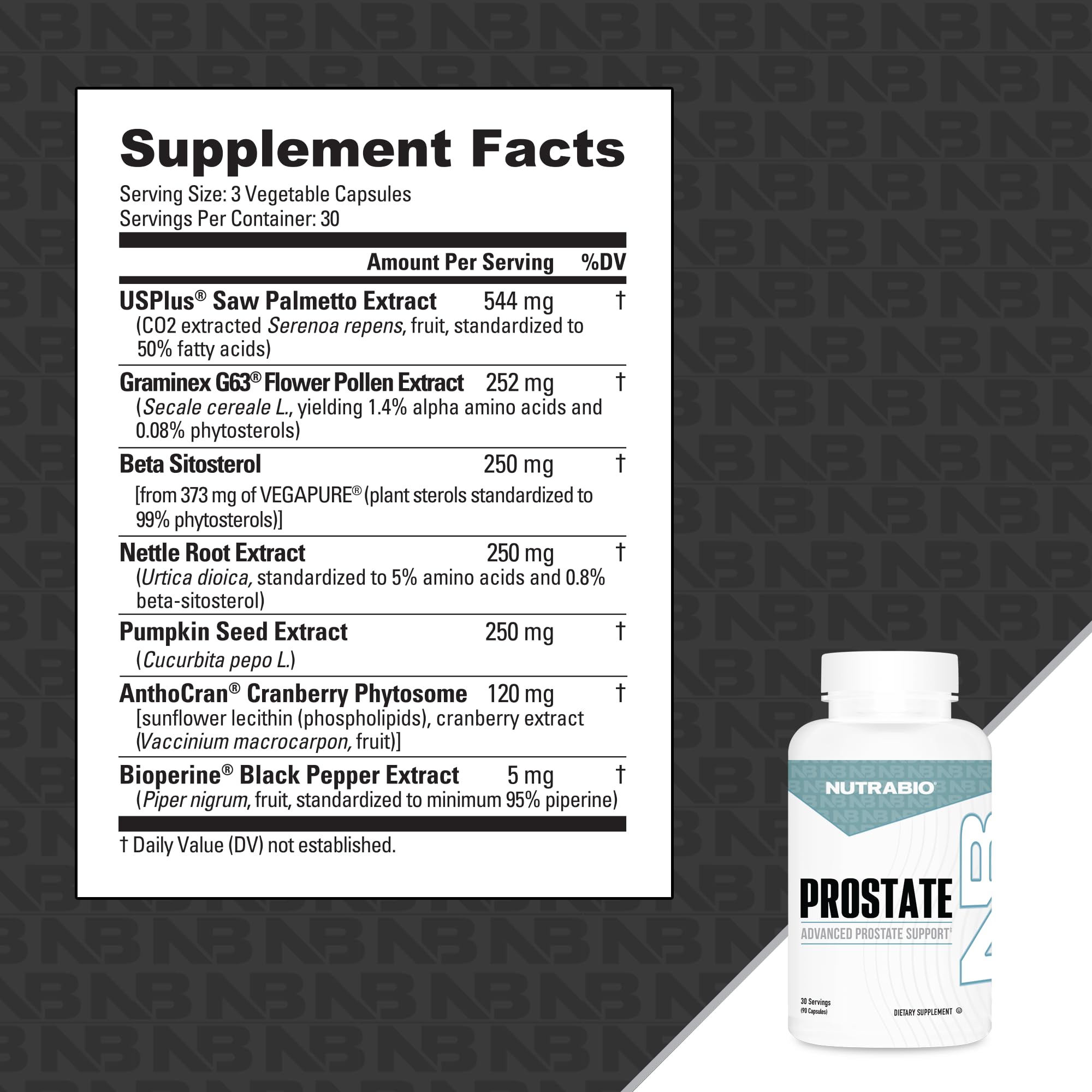 NutraBio Prostate envase abierto con cápsulas visibles para uso inmediato