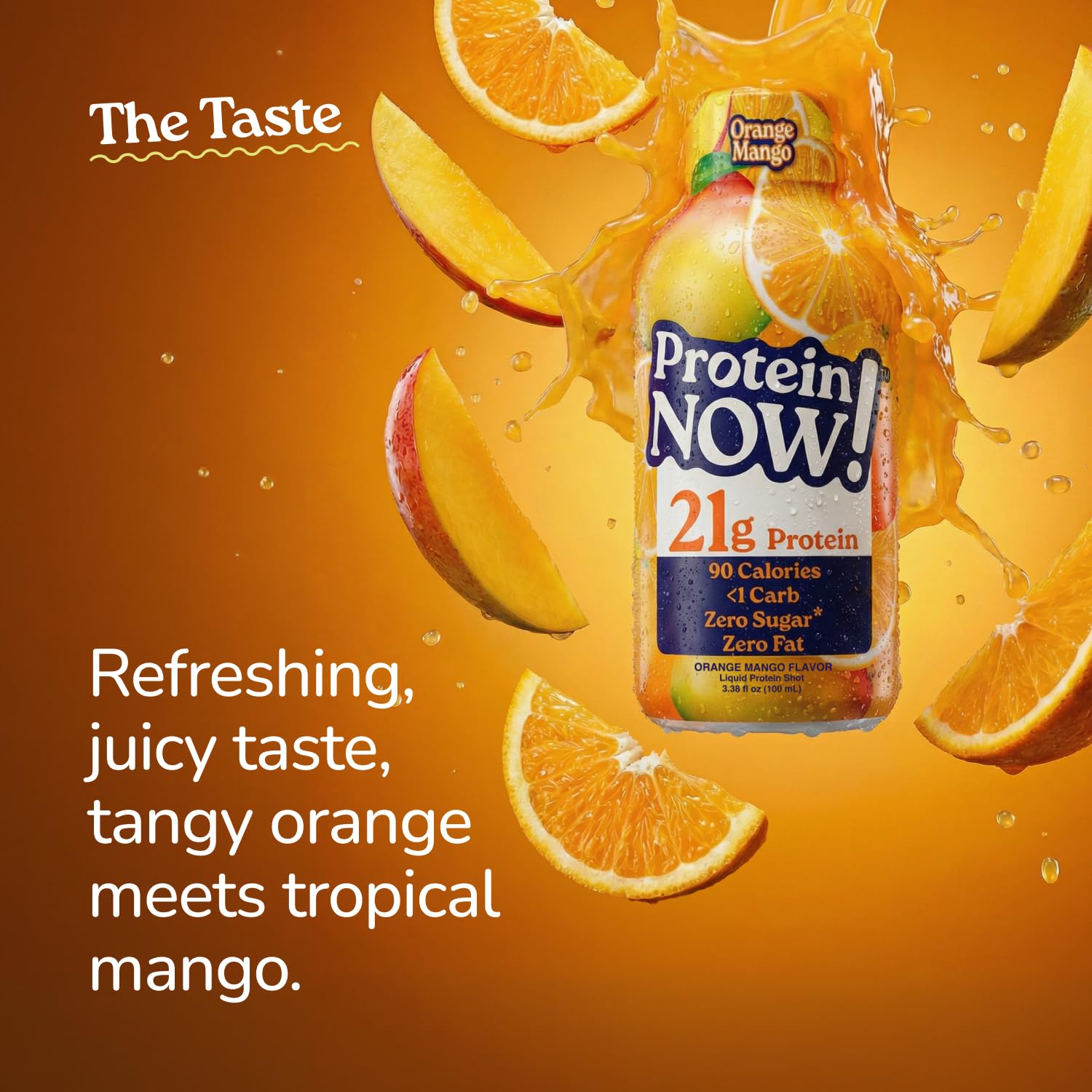 NutraBio sabor naranja mango botella en mesa resaltando sabor frutal