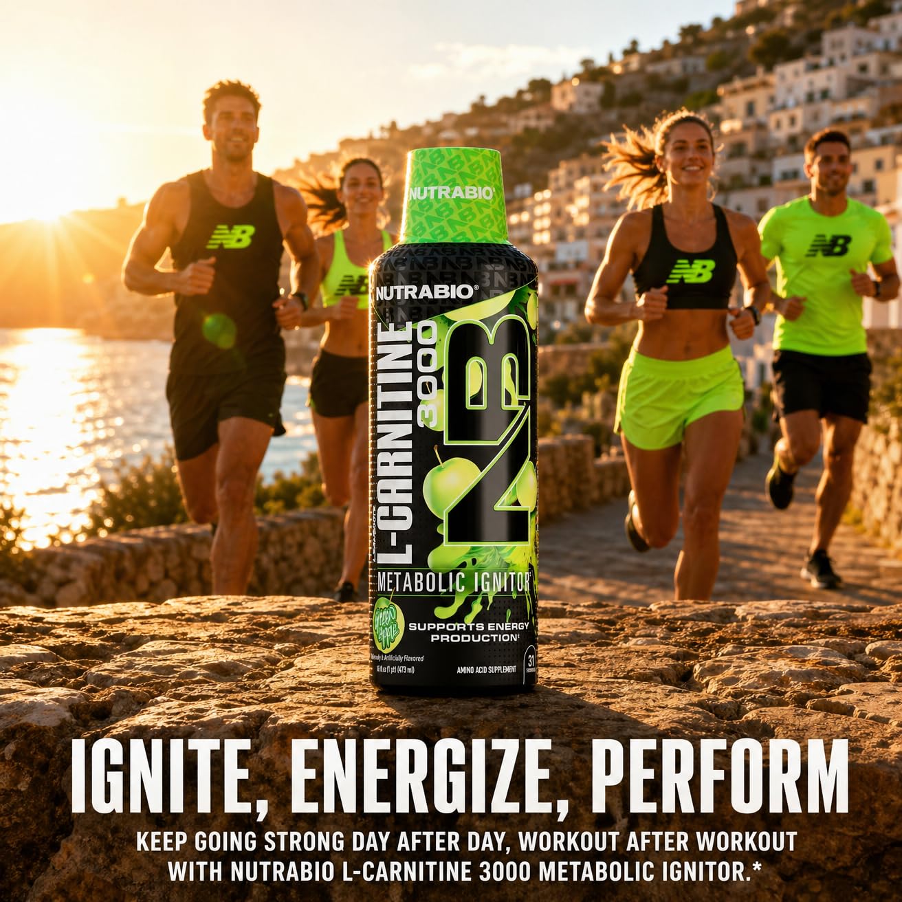 NutraBio primer plano sabor manzana verde apetecible y ligero