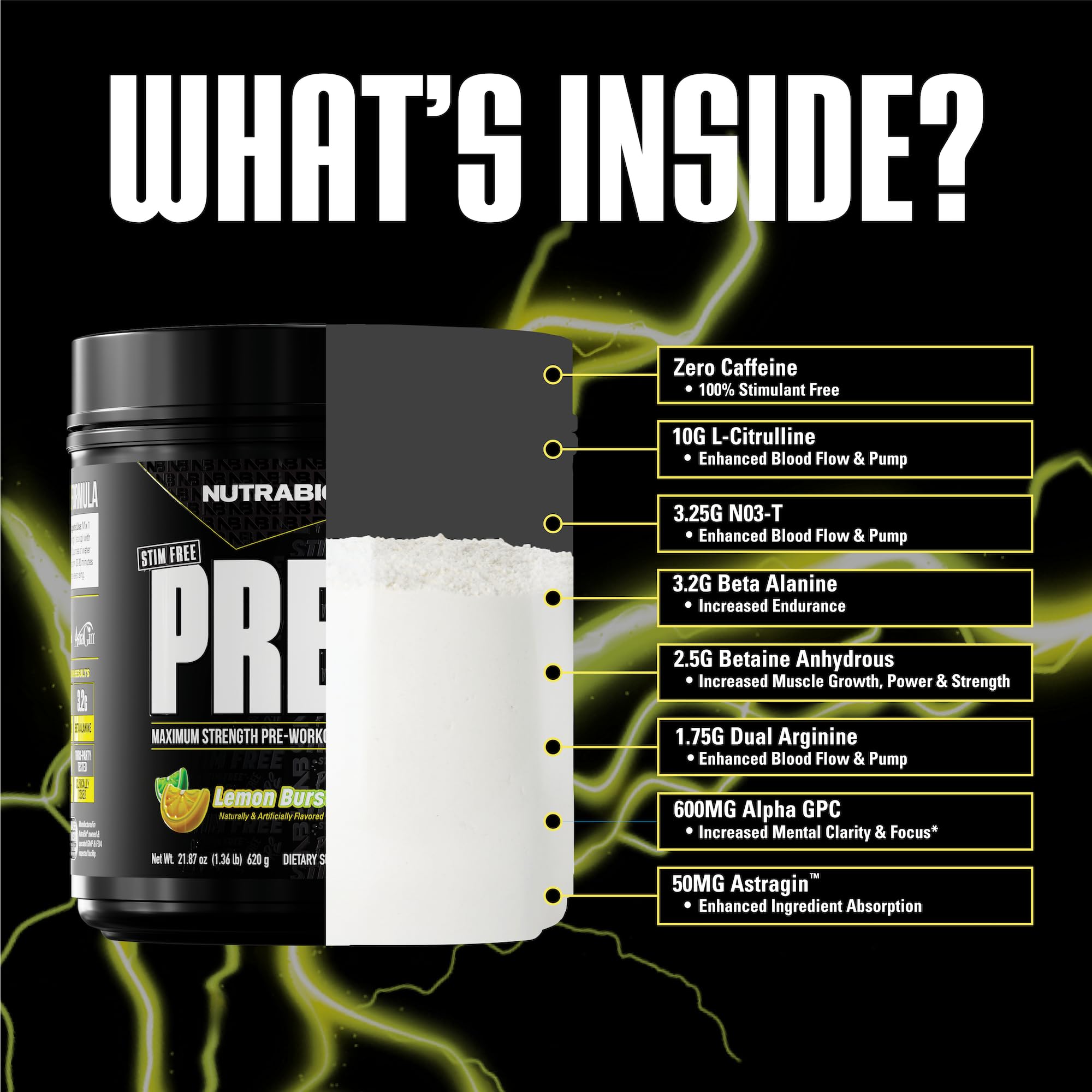 NutraBio polvo Lemon Burst textura fina que facilita disolución