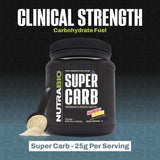 NutraBio Super Carb pote que indica 30 servicios ideal para entrenamientos largos