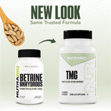 NutraBio TMG capsula en mano para comparar tamaño y dosificación práctica