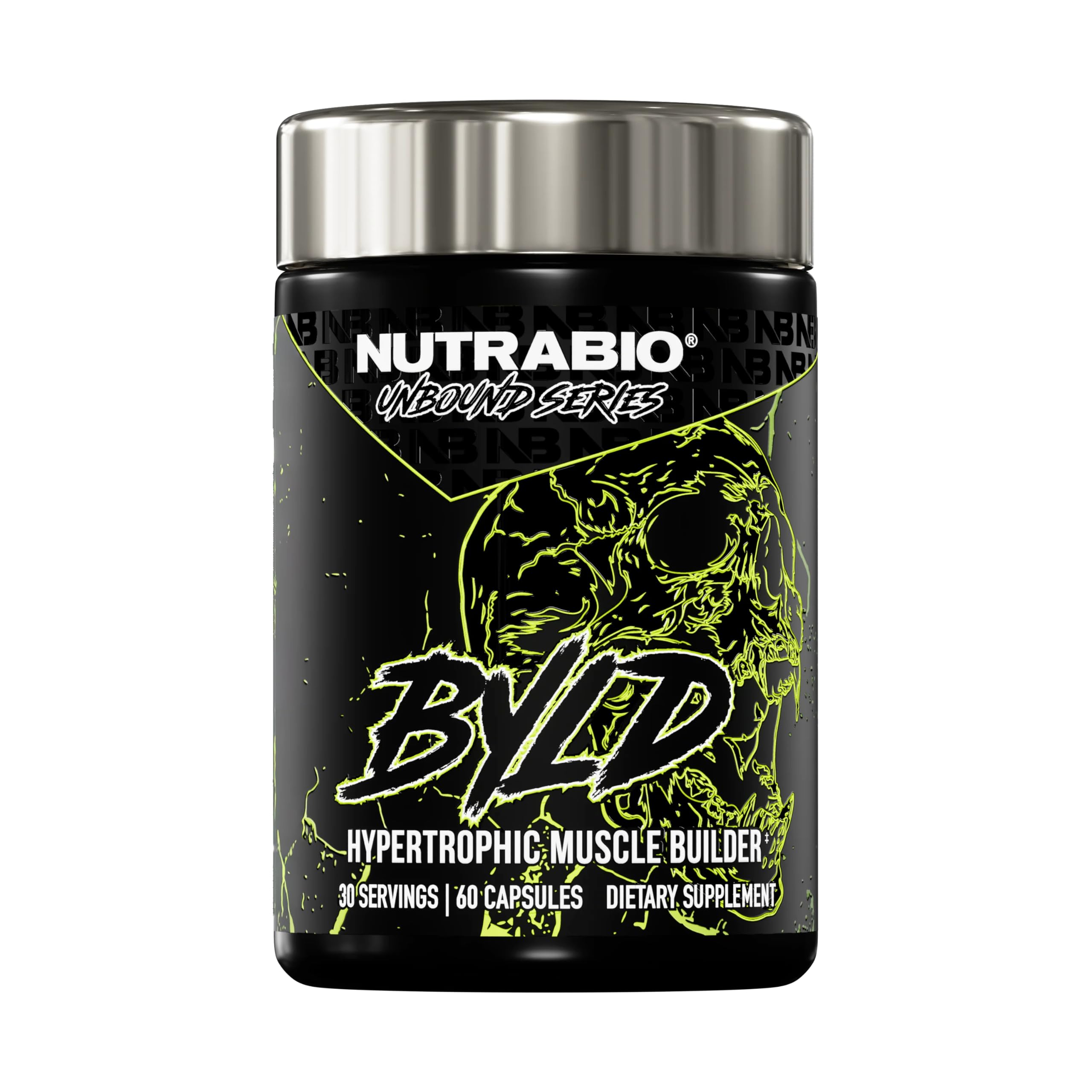 NutraBio Unbound BYLD vista frontal, envase claro y profesional