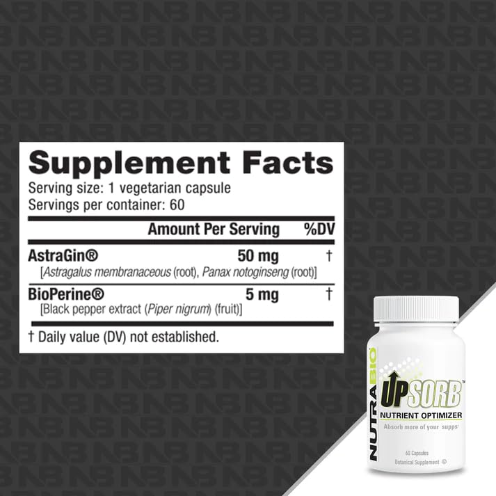 NutraBio UpSorb cápsulas detalle, visión de textura y formato vegetal para facilidad