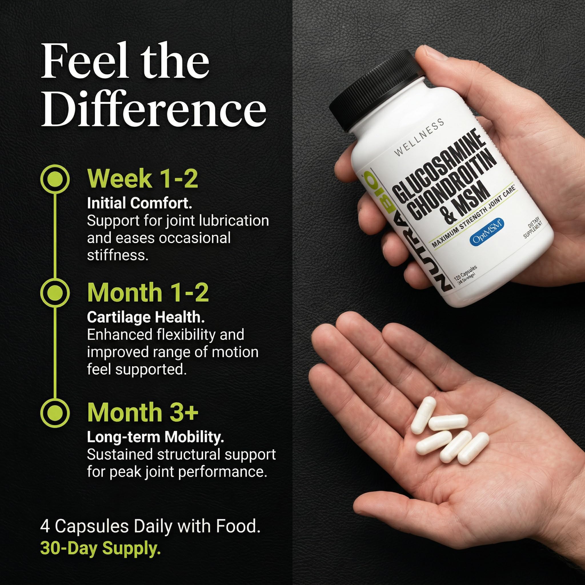 NutraBio suplemento en uso por deportista para apoyo de articulaciones