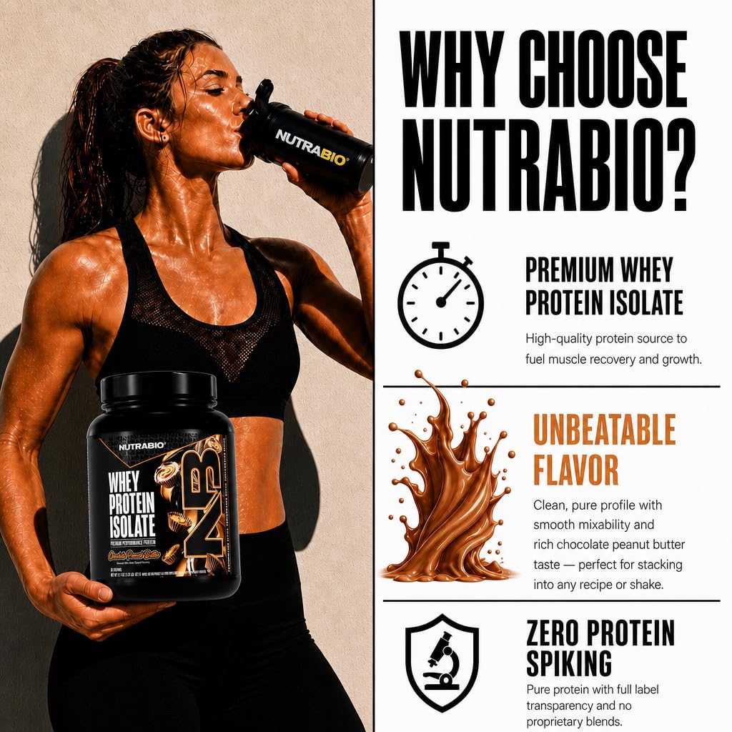 NutraBio batido preparado en vaso listo para consumo tras entrenamiento, recuperación rápida