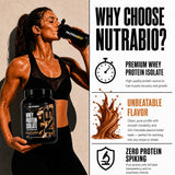 NutraBio batido preparado en vaso listo para consumo tras entrenamiento, recuperación rápida