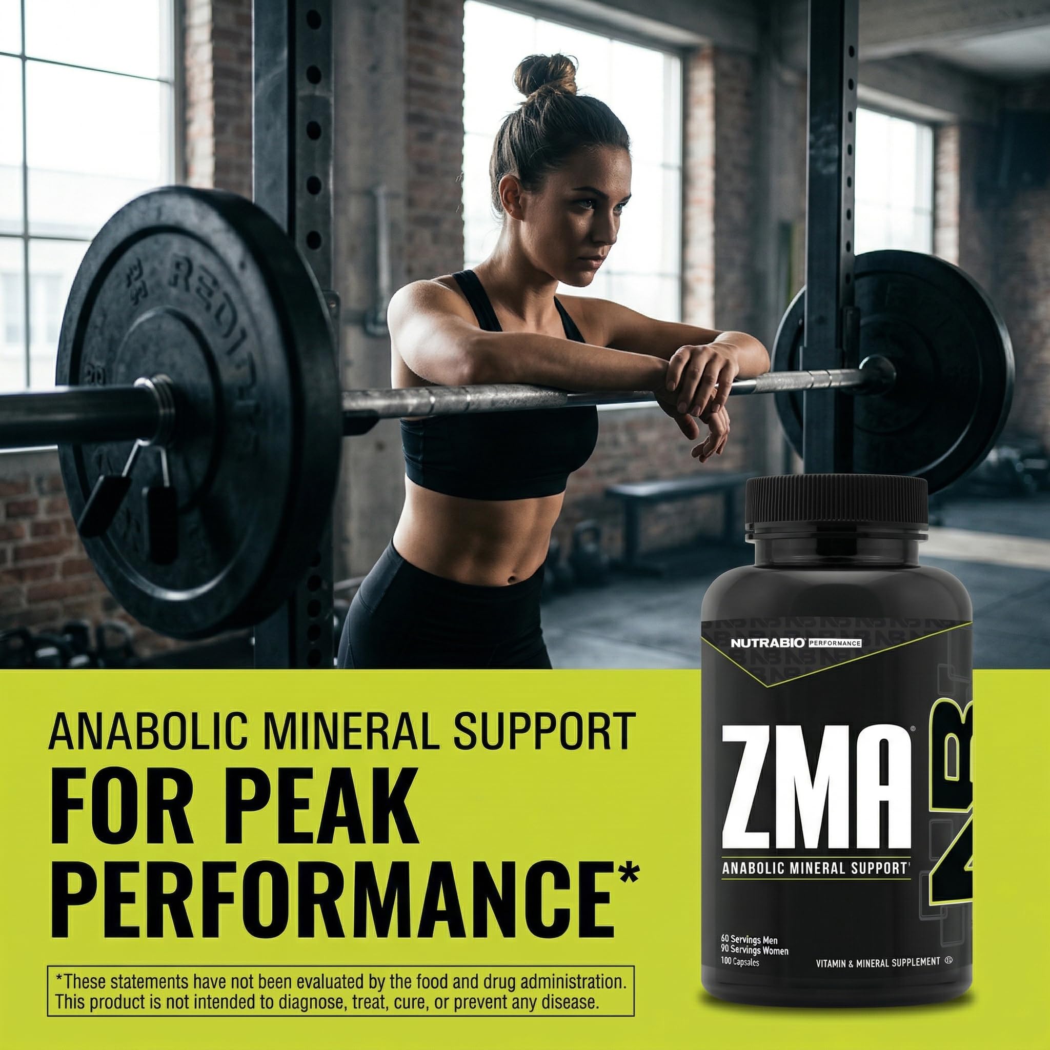 NutraBio ZMA etiqueta nutricional clara con dosis de zinc y magnesio
