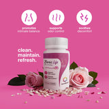 NutraBlast producto en baño limpio junto a toalla, evocando frescura diaria