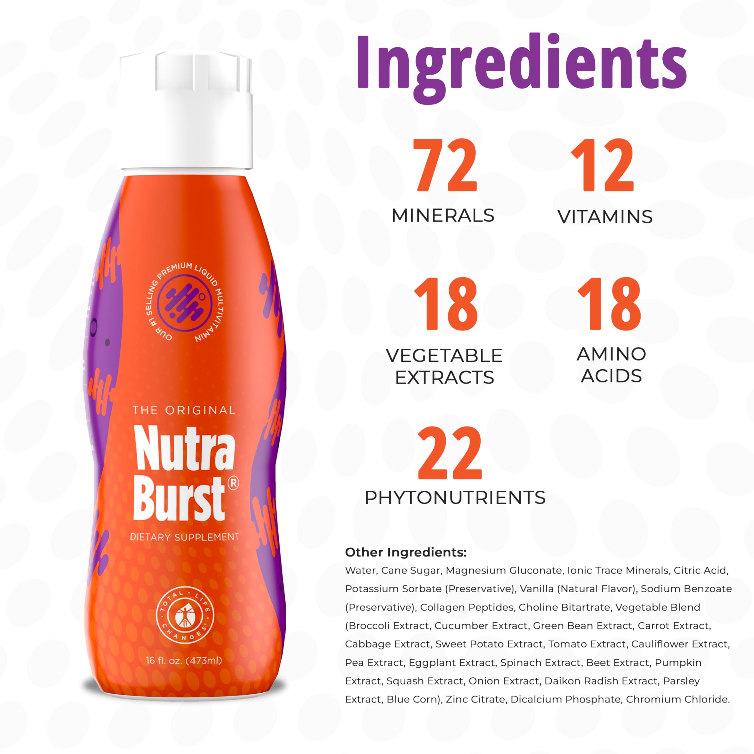 NUTRA BURST frasco en mano mostrando la escala y volumen real