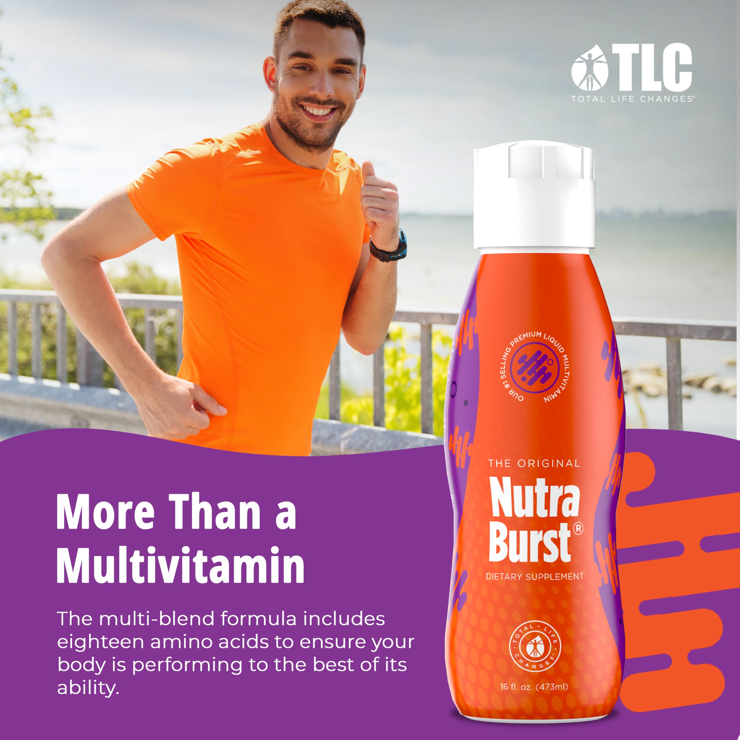 NUTRA BURST frasco abierto con tapa para almacenamiento seguro
