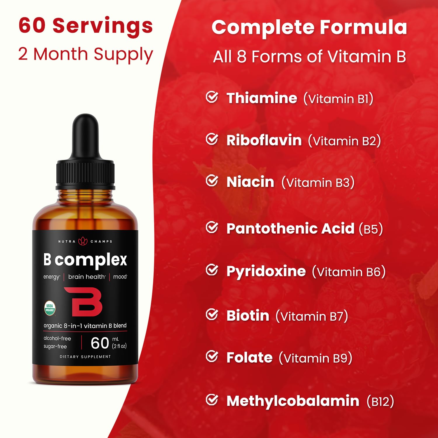 NutraChamps botella y embalaje ecoamigable listos para almacenamiento
