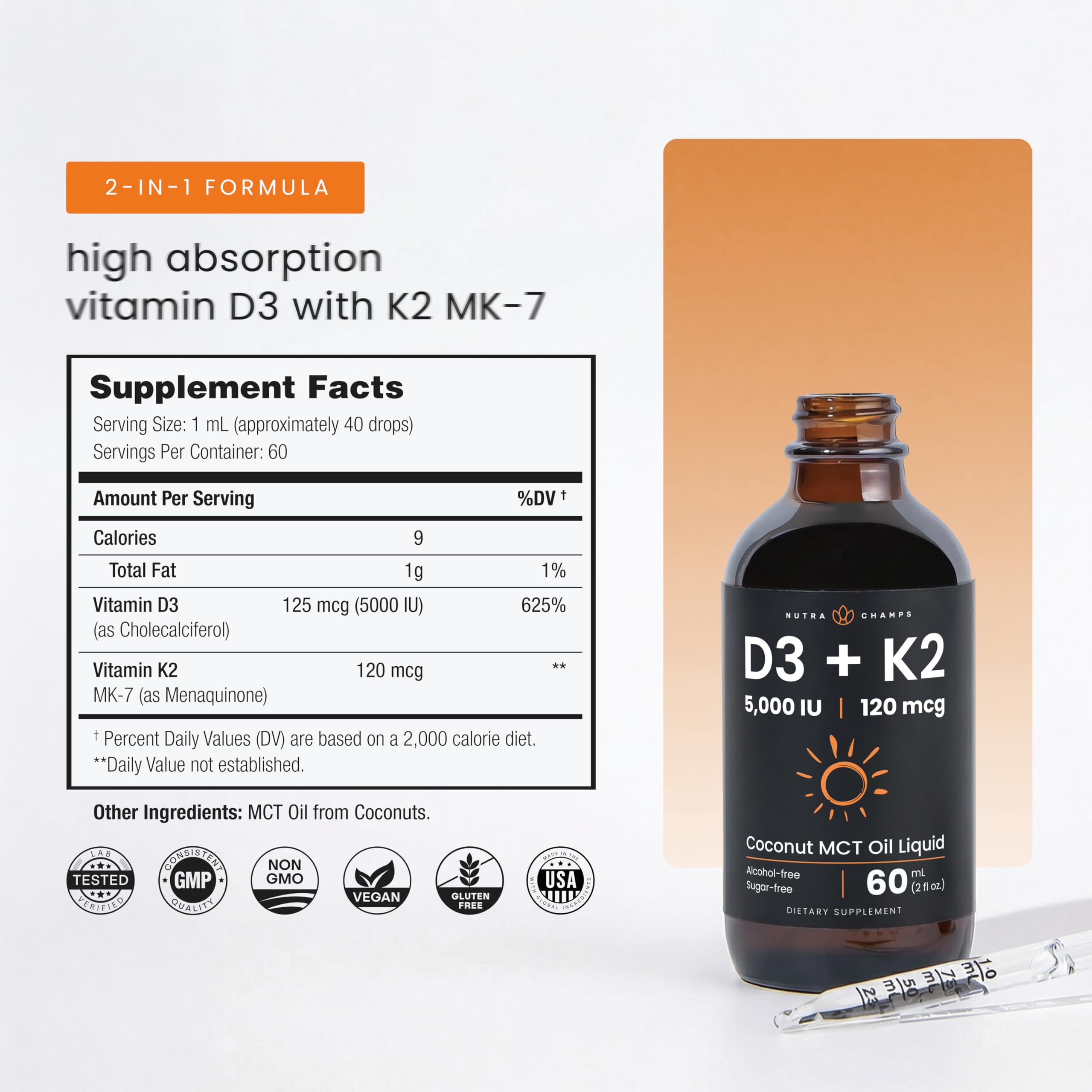 NutraChamps detalle del gotero para dosificación precisa y sin sabor