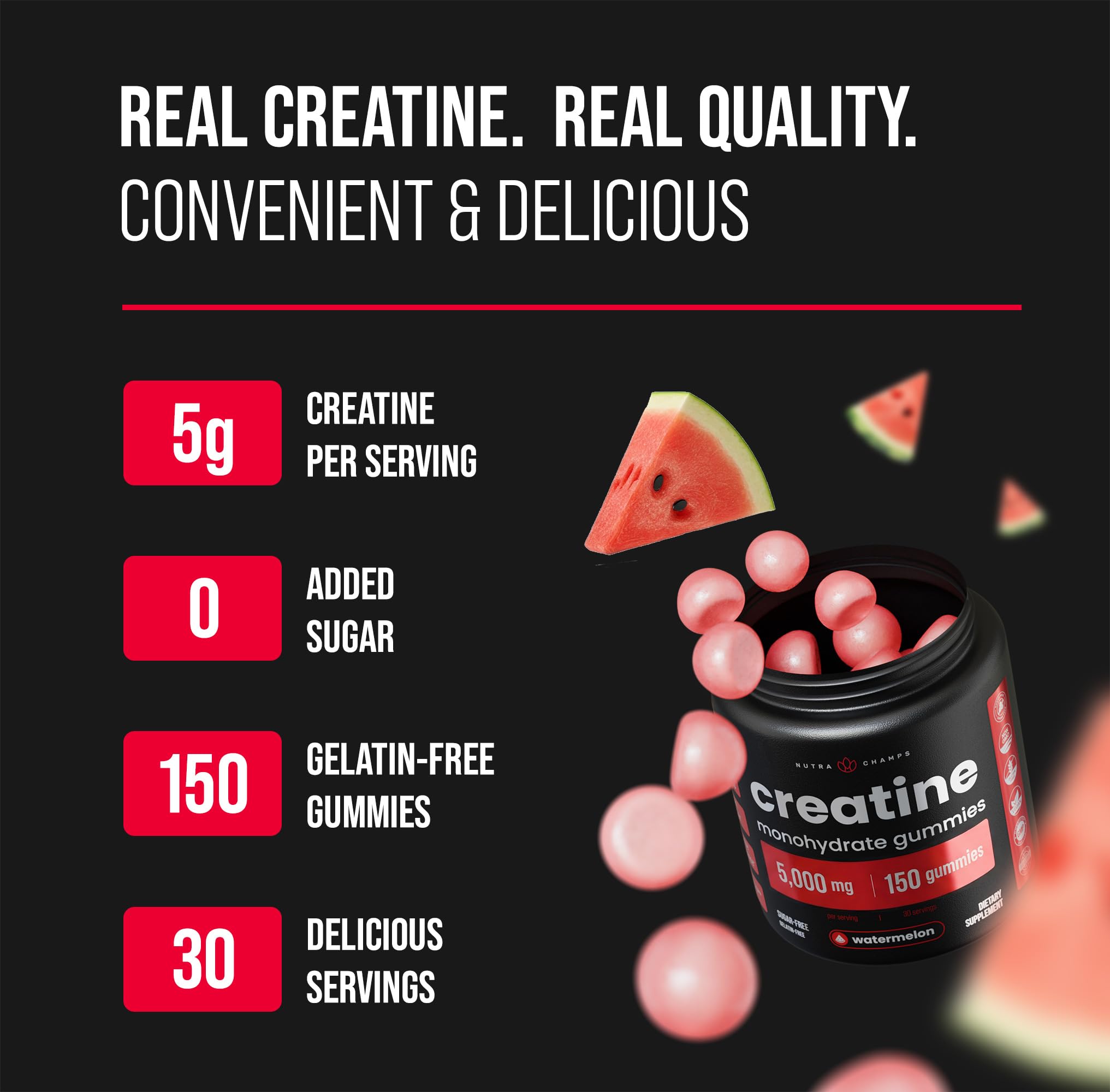 NutraChamps primer plano de textura de gominola con aspecto apetecible y sin azúcar