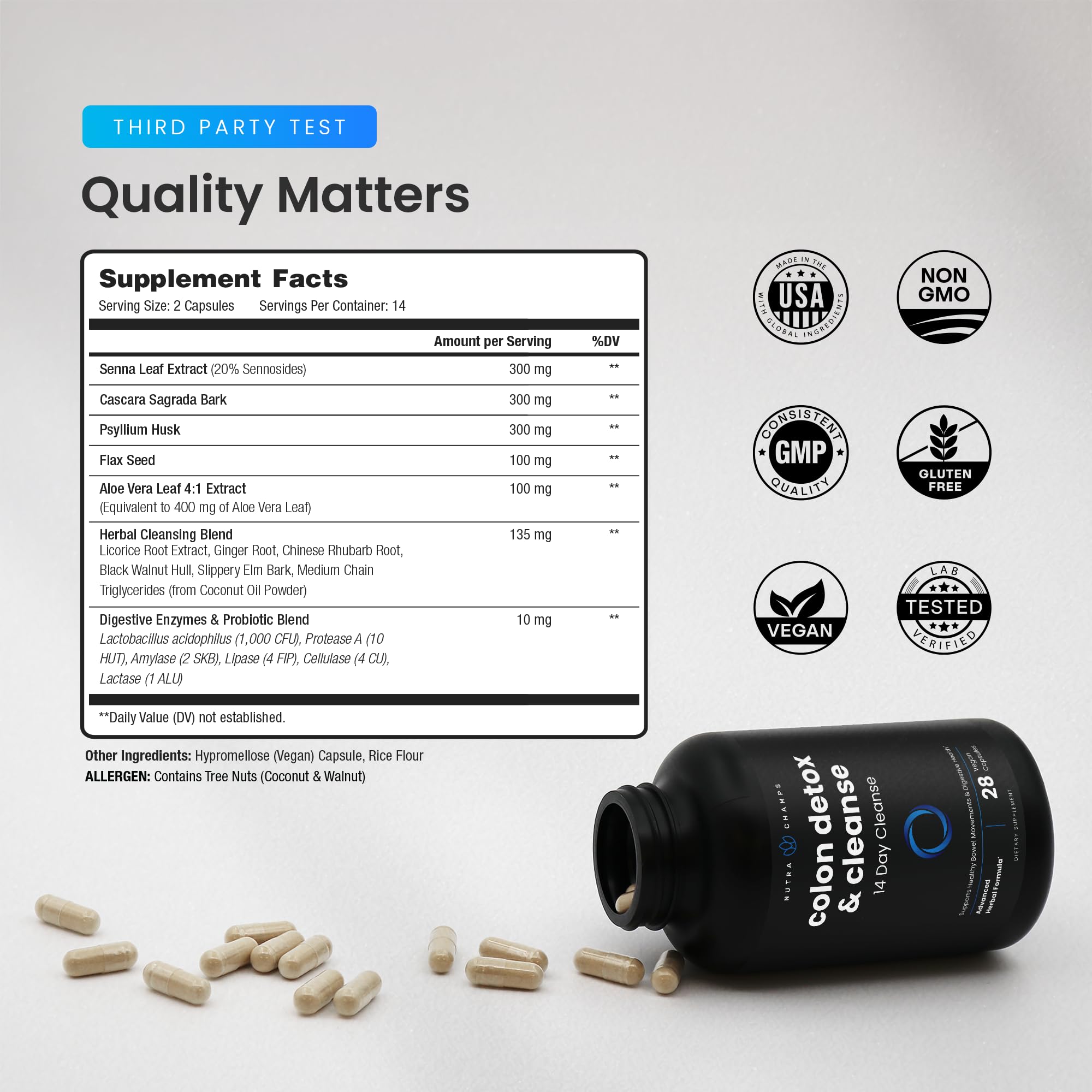NutraChamps etiqueta en primer plano con ingredientes y ventajas claras