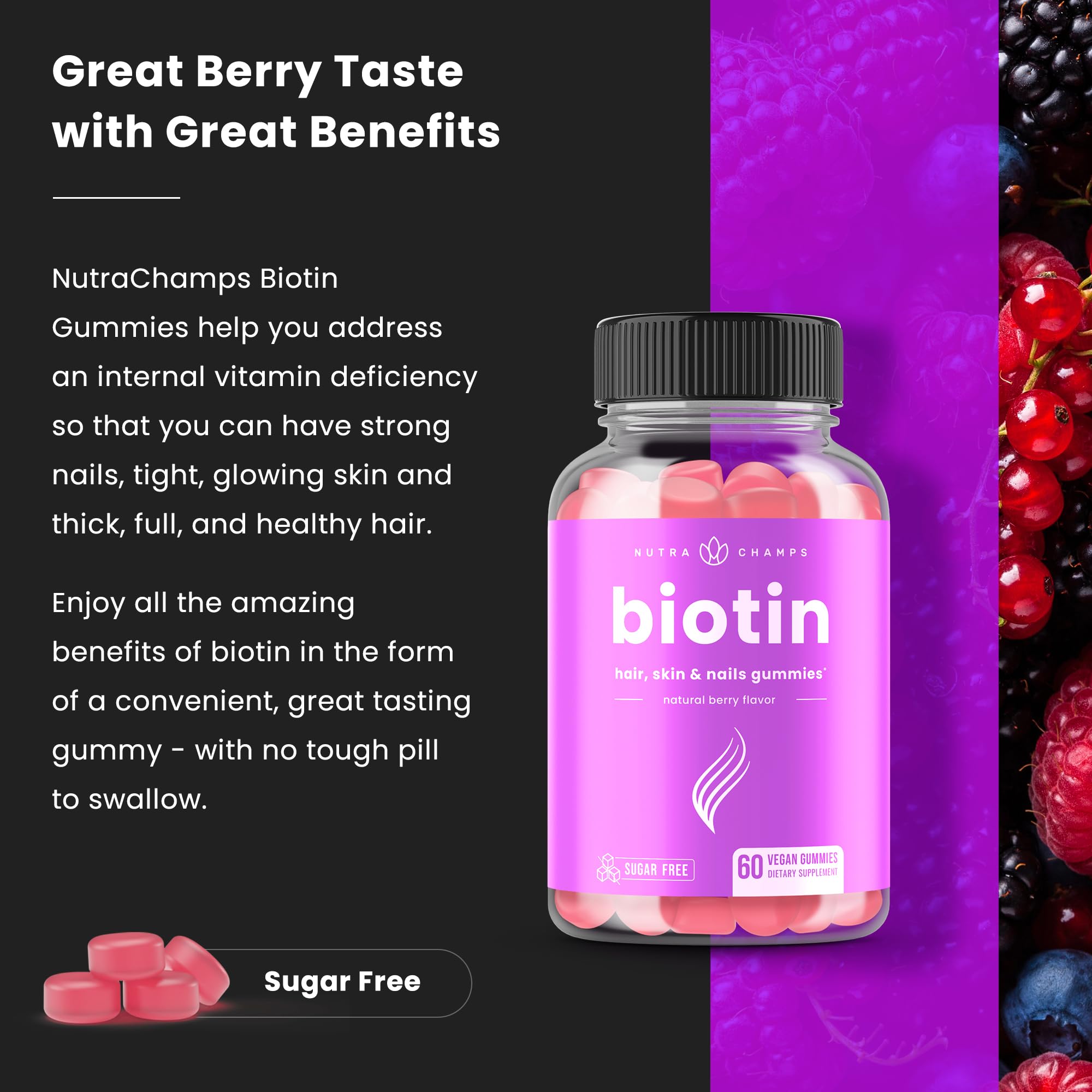 NutraChamps etiqueta de ingredientes clara que demuestra pureza