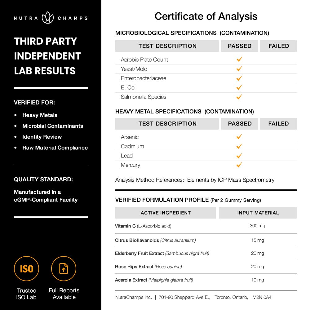 NutraChamps etiqueta con lista de ingredientes y dosis clara y legible