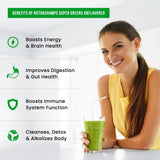 NutraChamps etiqueta de ingredientes destacando mezcla de más de 20 verdes