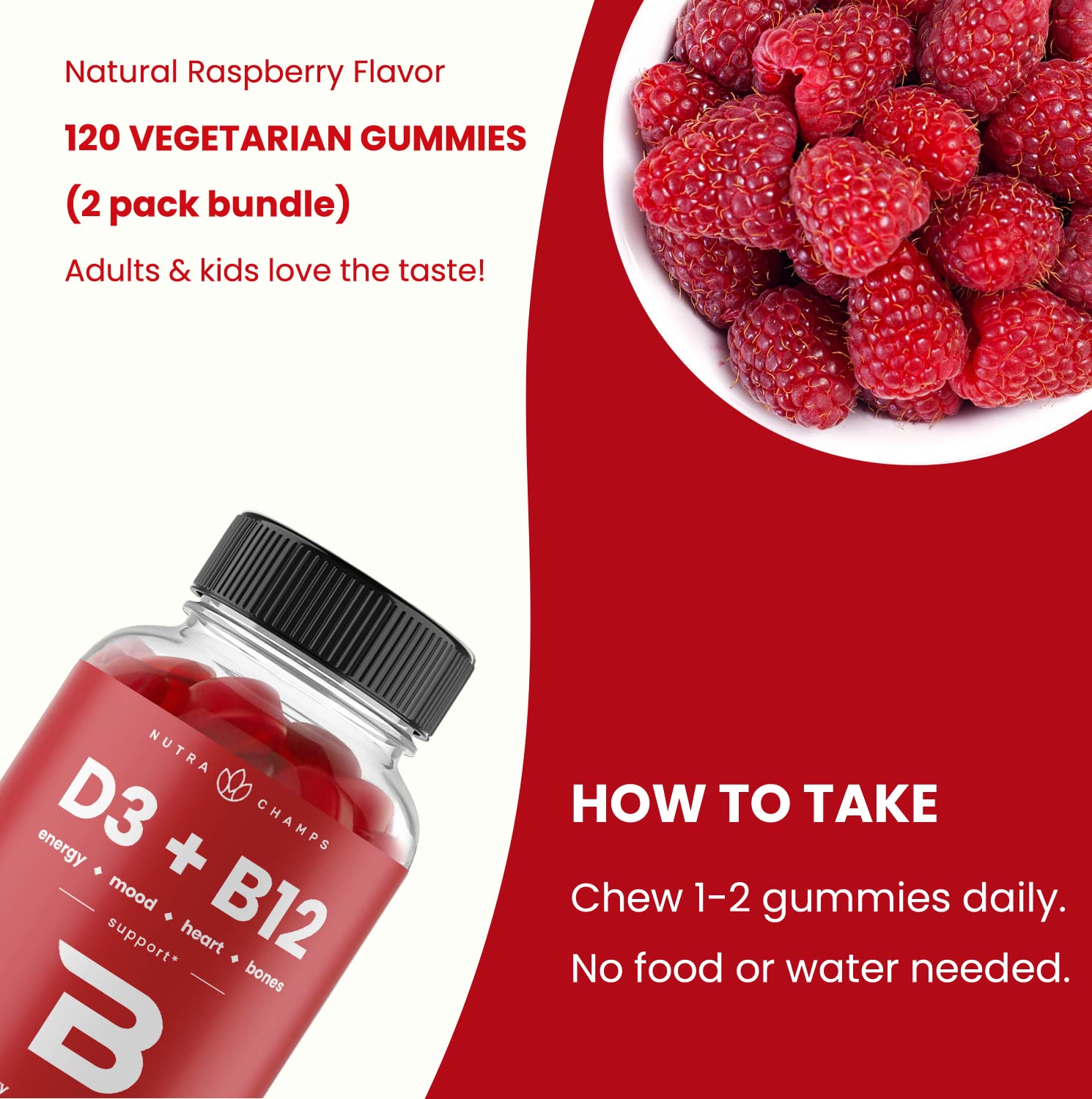Etiqueta NutraChamps con información nutricional y formas activas de vitaminas
