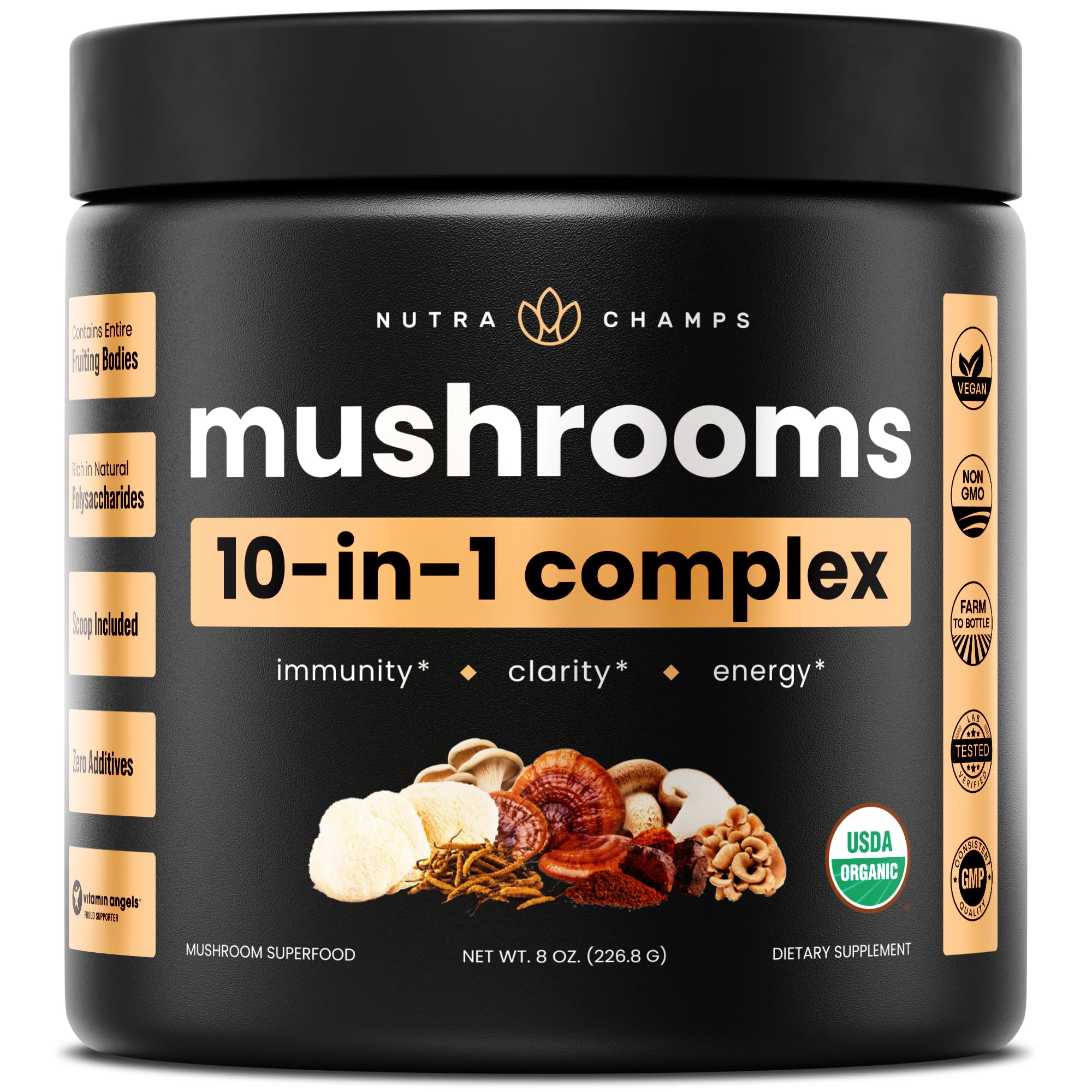 NutraChamps envase frontal mostrando la marca y fácil uso