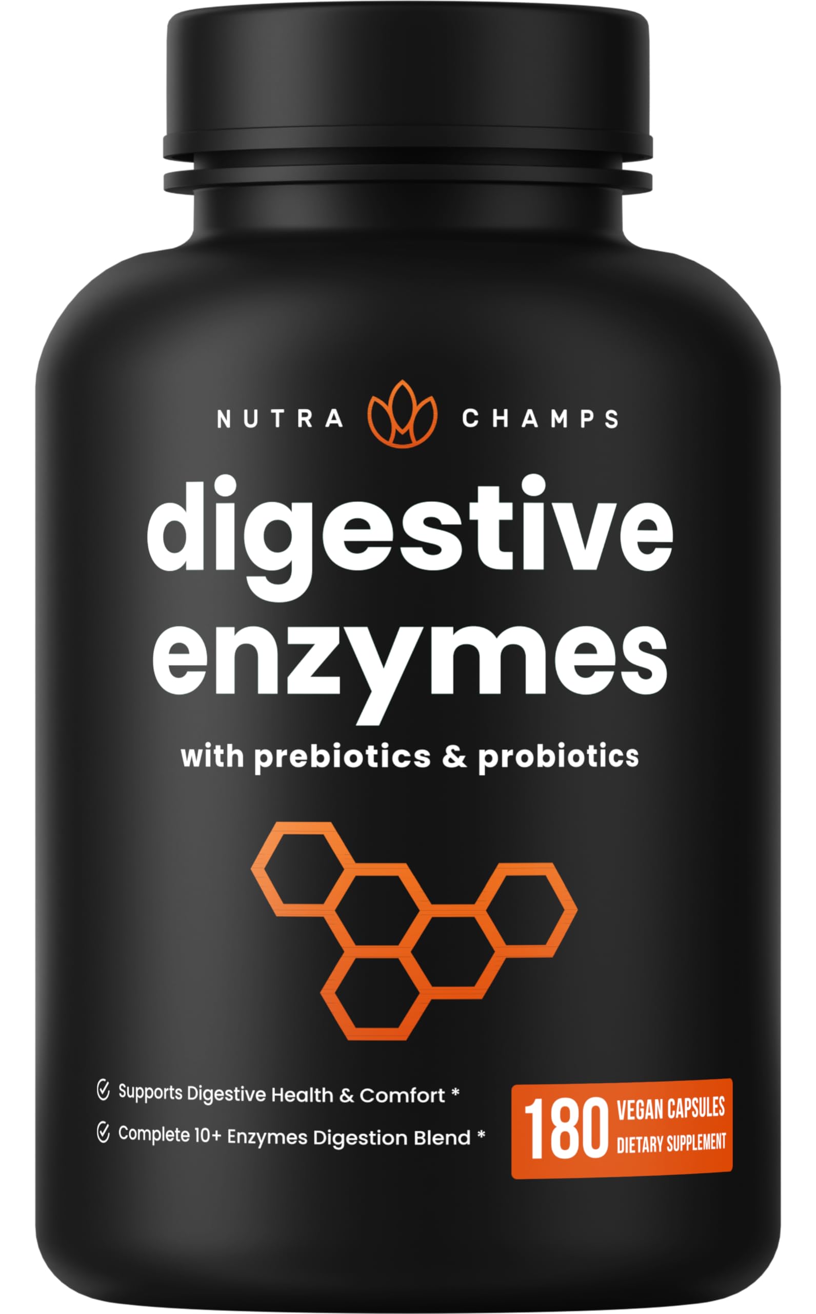 NutraChamps frente del envase mostrando la etiqueta y beneficios digestivos