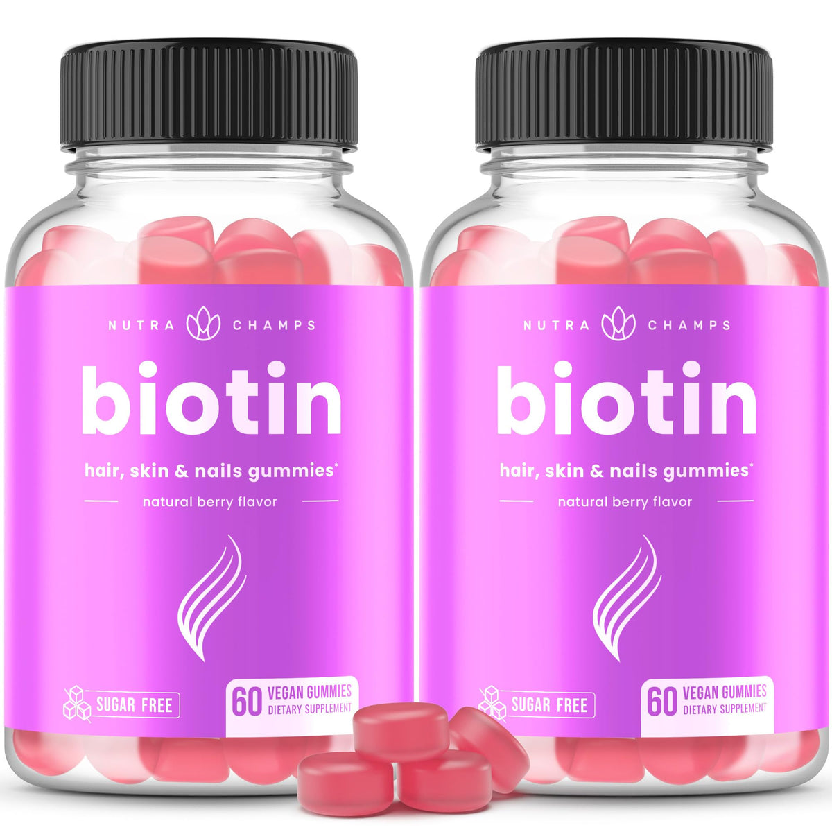 NutraChamps frontal del paquete mostrando gominolas frambuesa y conveniencia