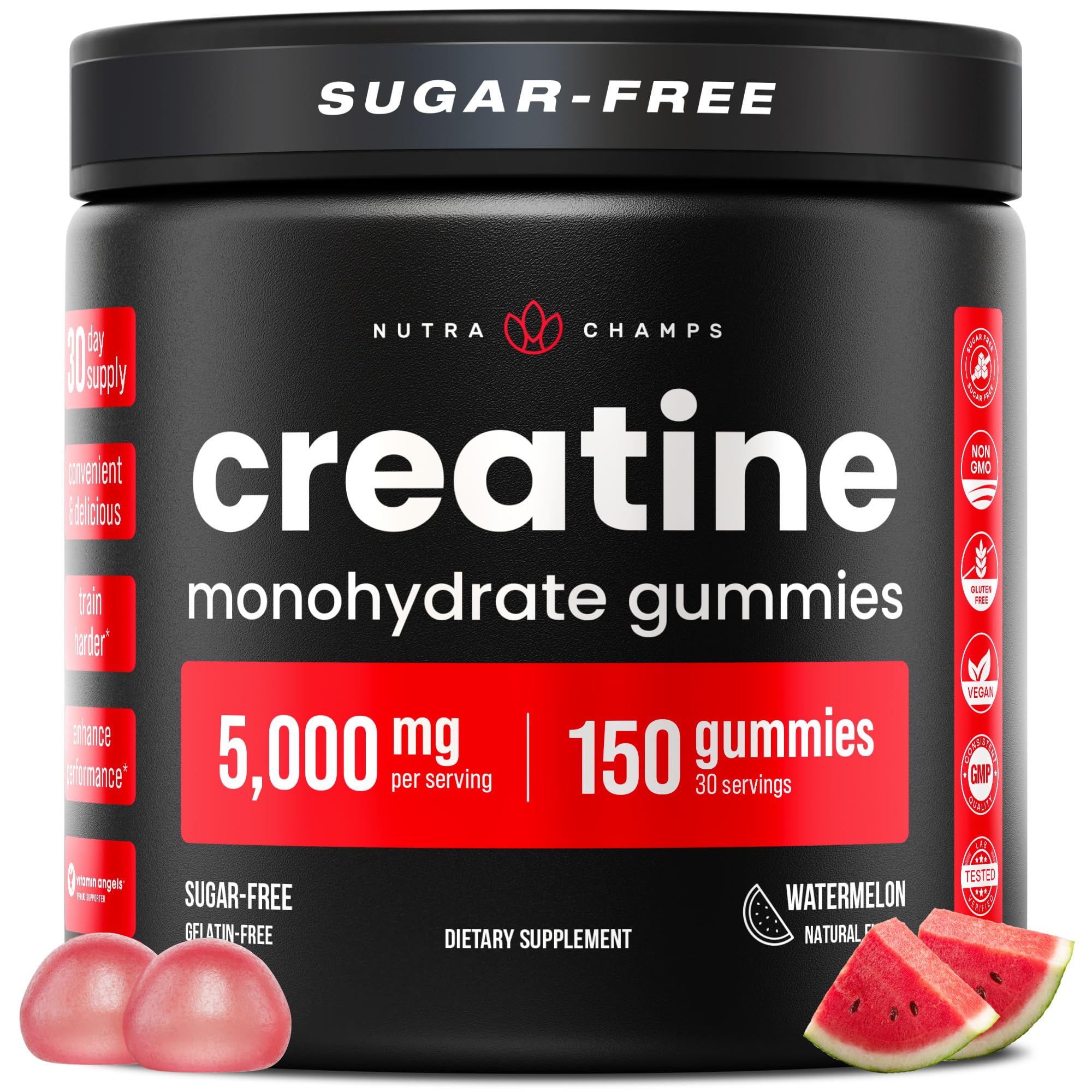 NutraChamps frontal del envase mostrando 150 gominolas y beneficio conveniencia