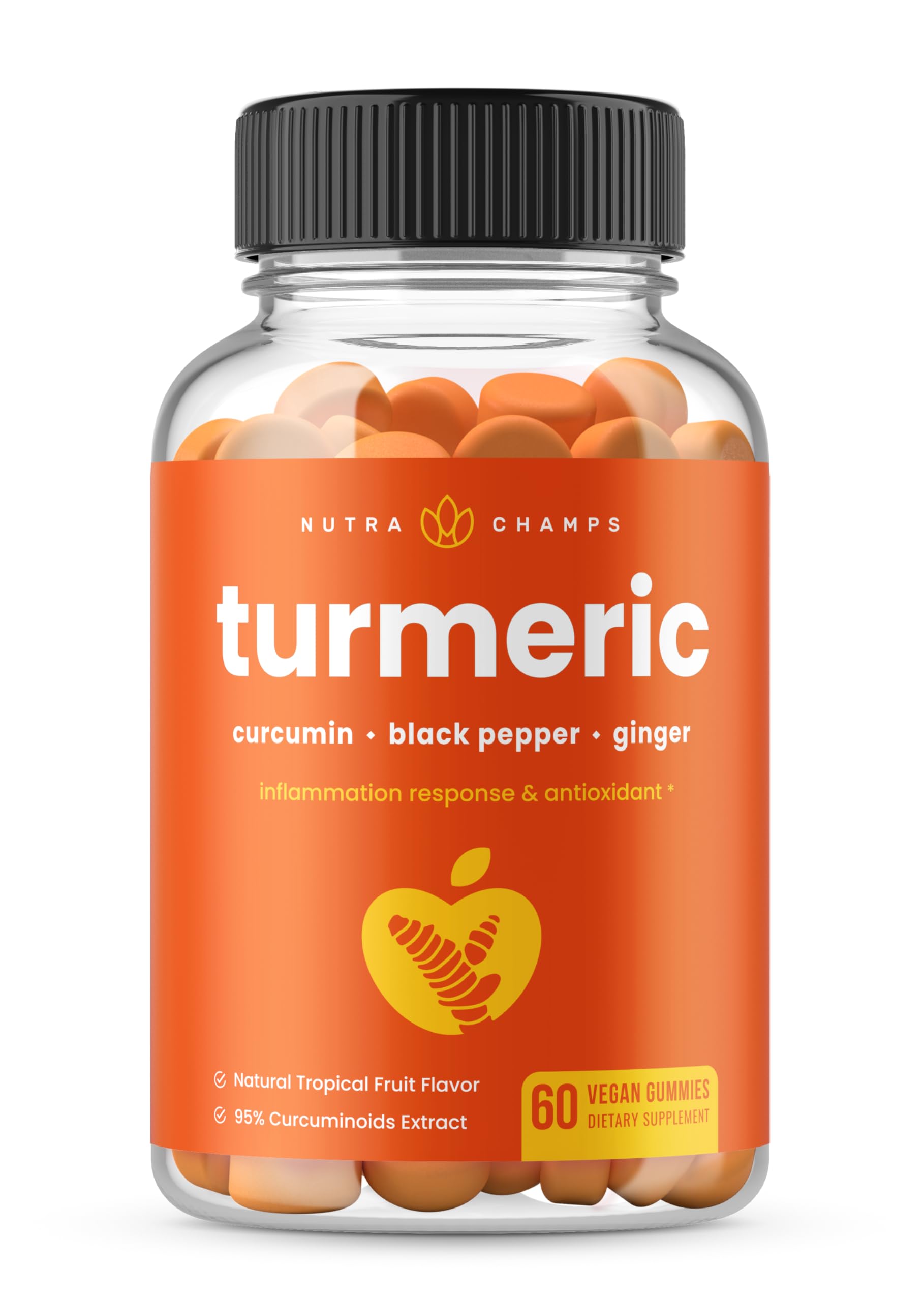 NutraChamps caja frontal mostrando gominolas veganas y beneficios