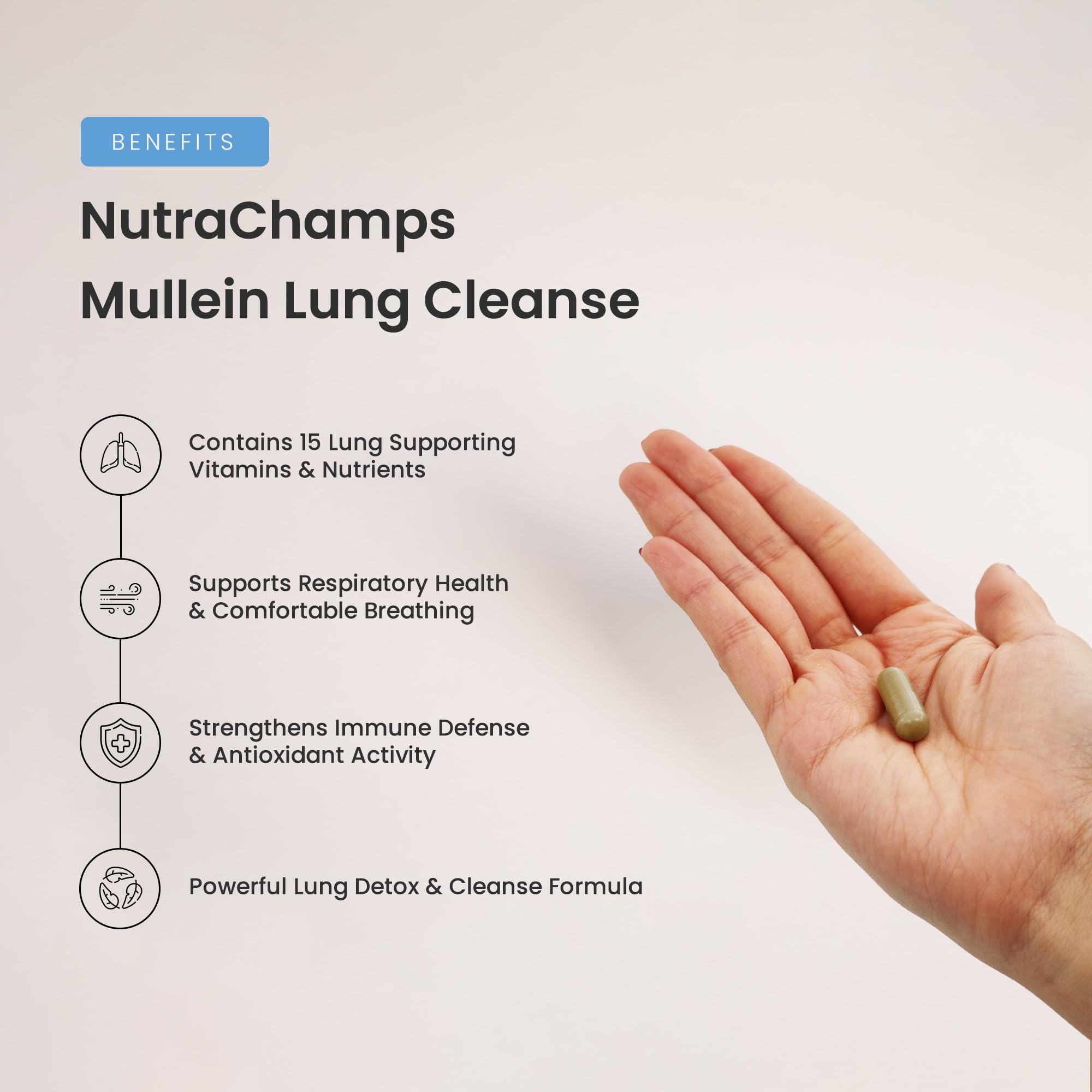 NutraChamps mezcla de ingredientes botánicos destacando variedad botánica