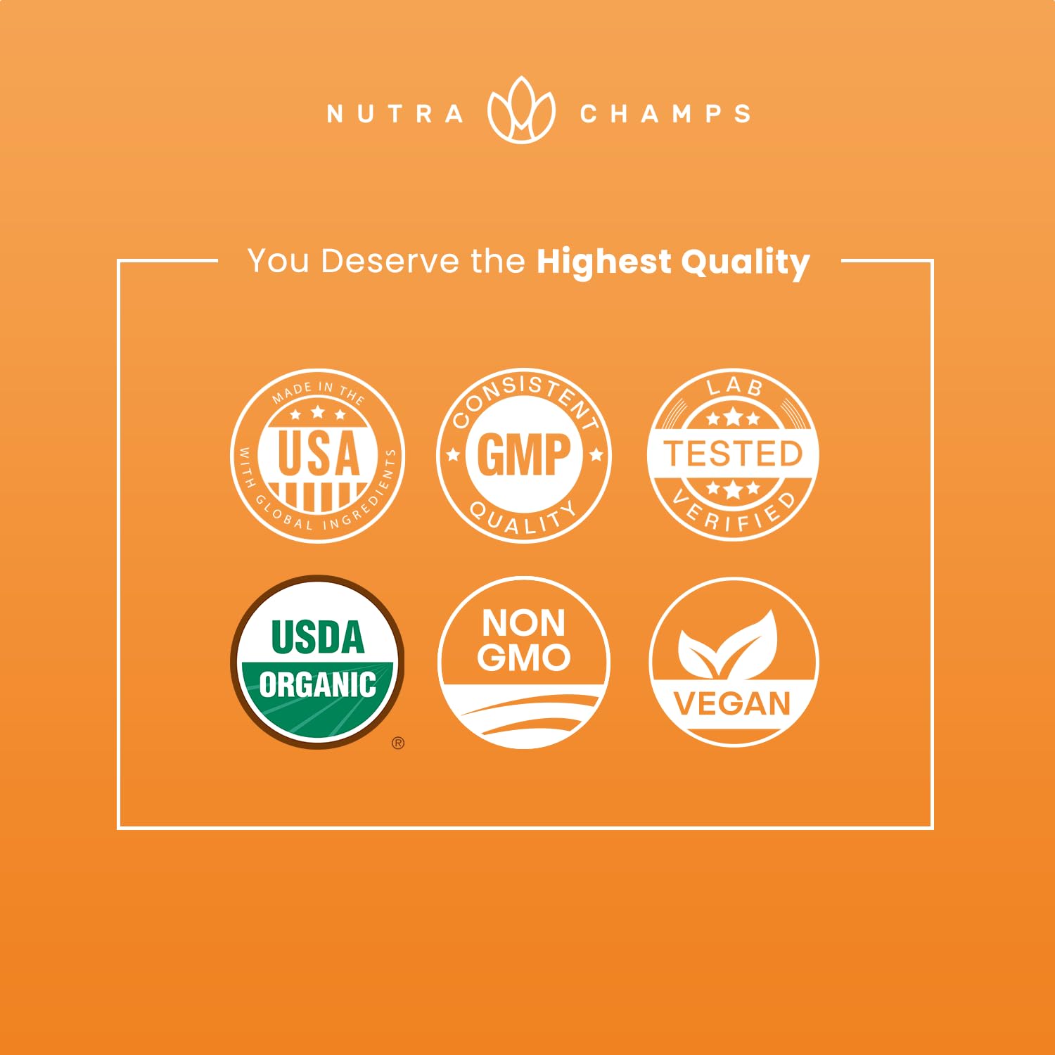 NutraChamps etiqueta del producto con mezcla de raíces y certificación orgánica