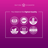 NutraChamps etiqueta con lista de ingredientes y certificaciones visibles