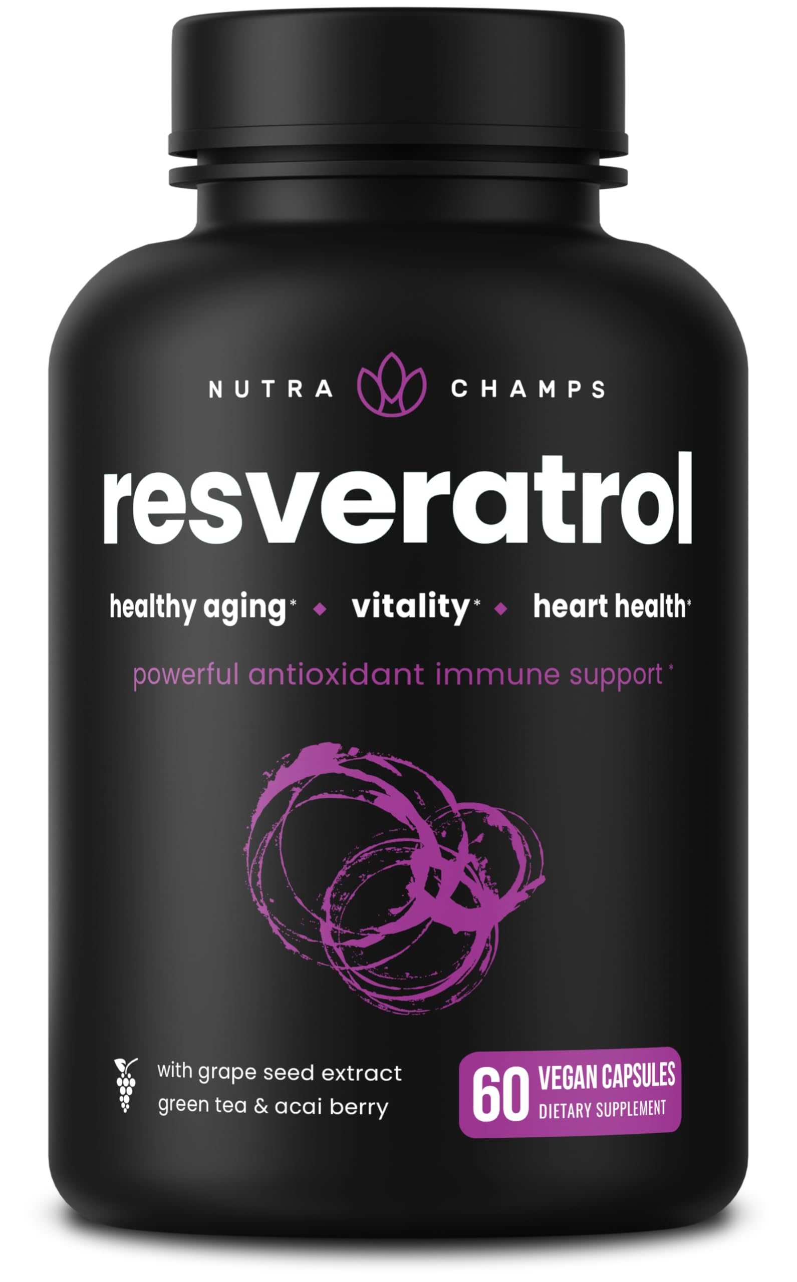 NutraChamps envase frontal mostrando 60 cápsulas y alta potencia